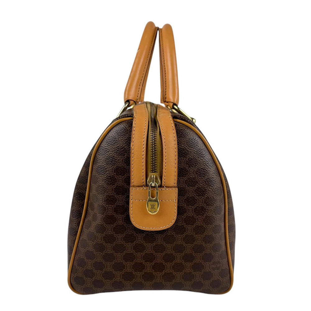 Celine brown Macadam gold leather handbag Brown Gold